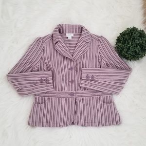 Ann Taylor LOFT Cotton Blazer Jacket Dtripe Sz 12P